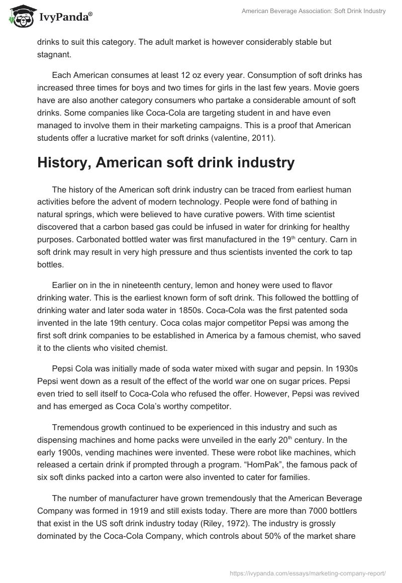 American Beverage Association: Soft Drink Industry. Page 4