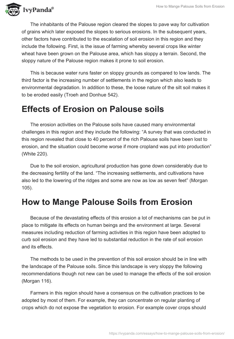 How to Mange Palouse Soils from Erosion. Page 2