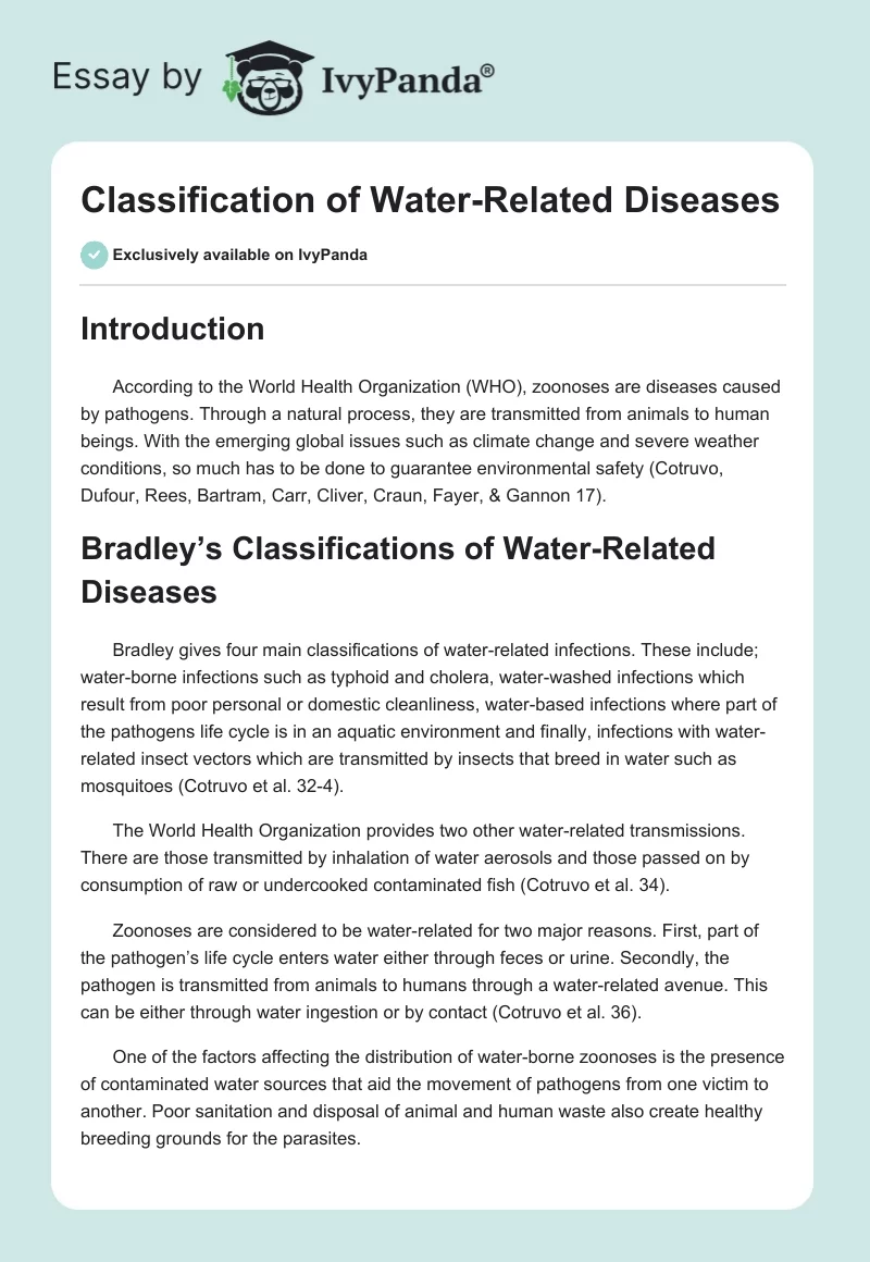 Classification of Water-Related Diseases. Page 1