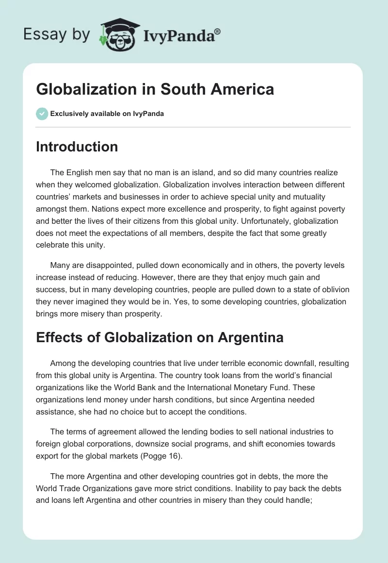 Globalization in South America. Page 1