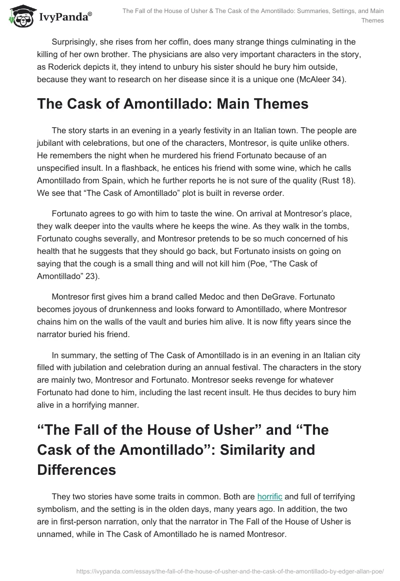 "The Fall of the House of Usher" & "The Cask of Amontillado": Summaries, Settings, and Main Themes. Page 3