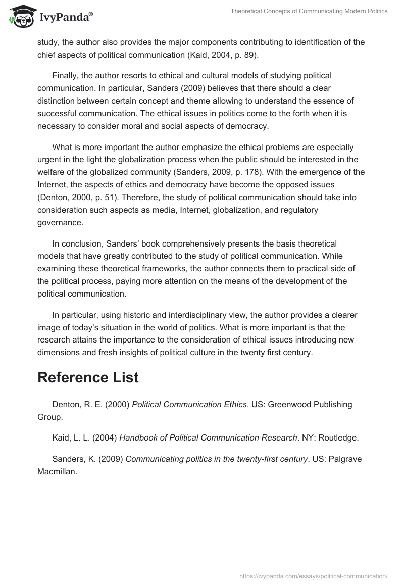 Theoretical Concepts of Communicating Modern Politics. Page 2