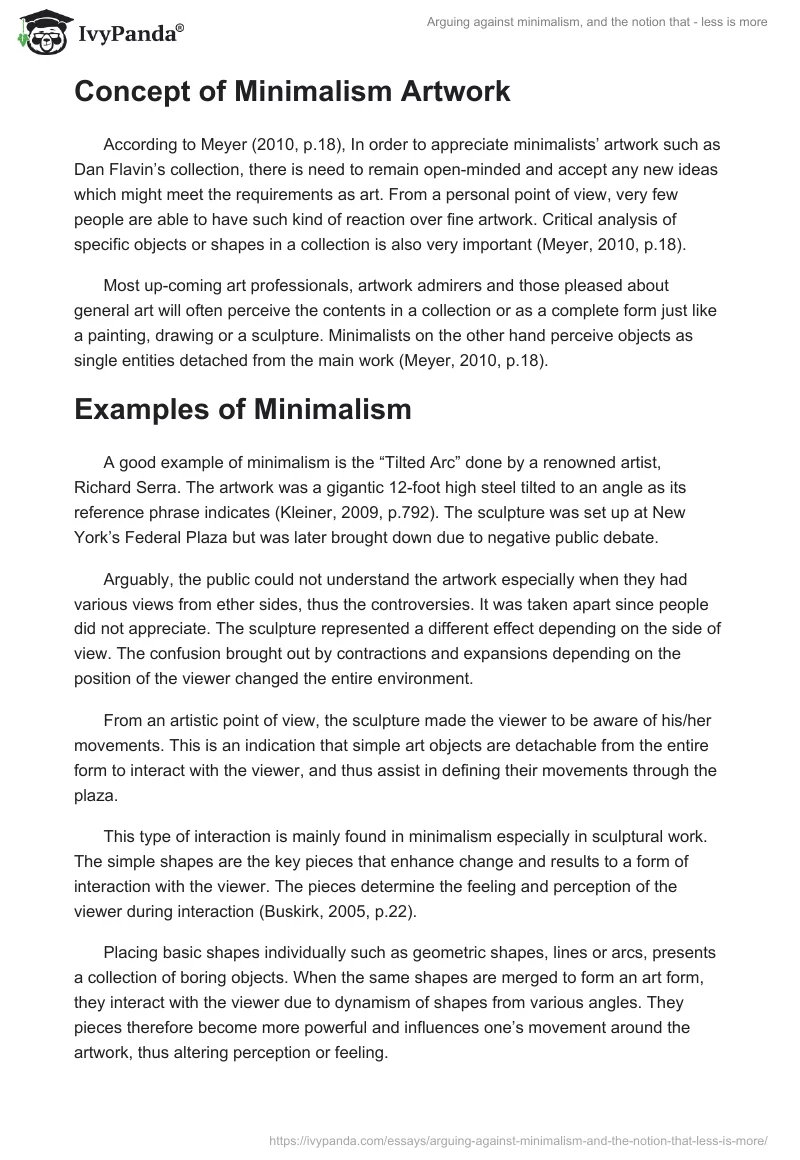 Arguing against minimalism, and the notion that - less is more. Page 2