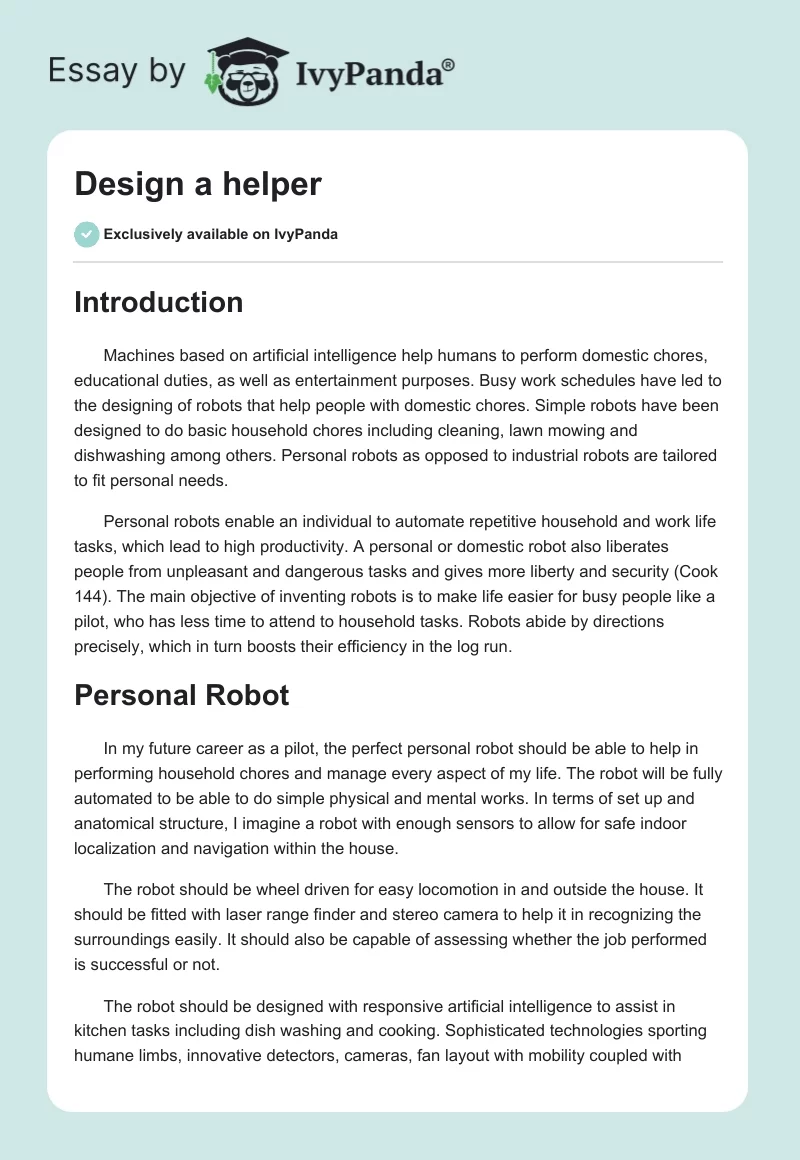 Design a helper. Page 1