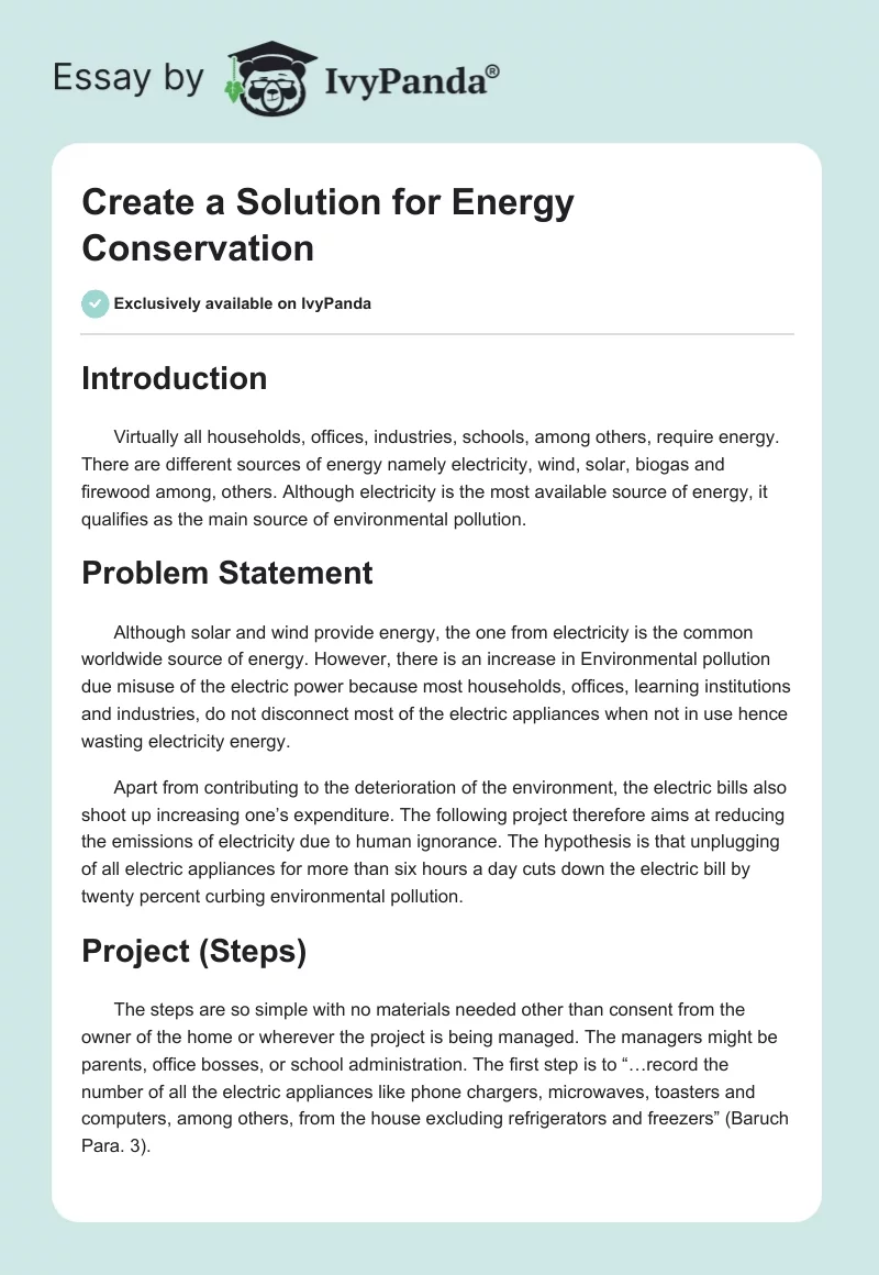 Energy Conservation. Page 1