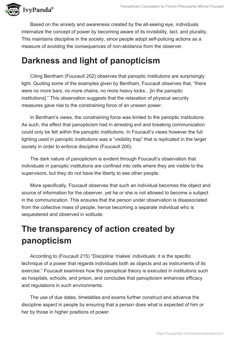 Panopticism Conception by French Philosopher Michel Foucault. Page 2