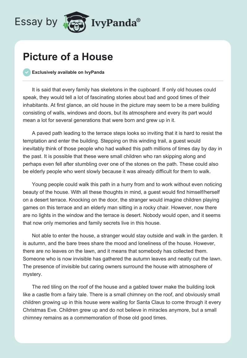 Picture of a House. Page 1