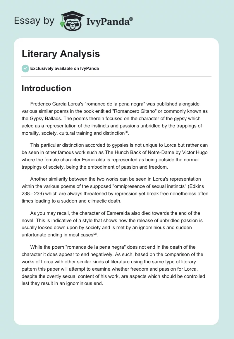 Literary Analysis. Page 1