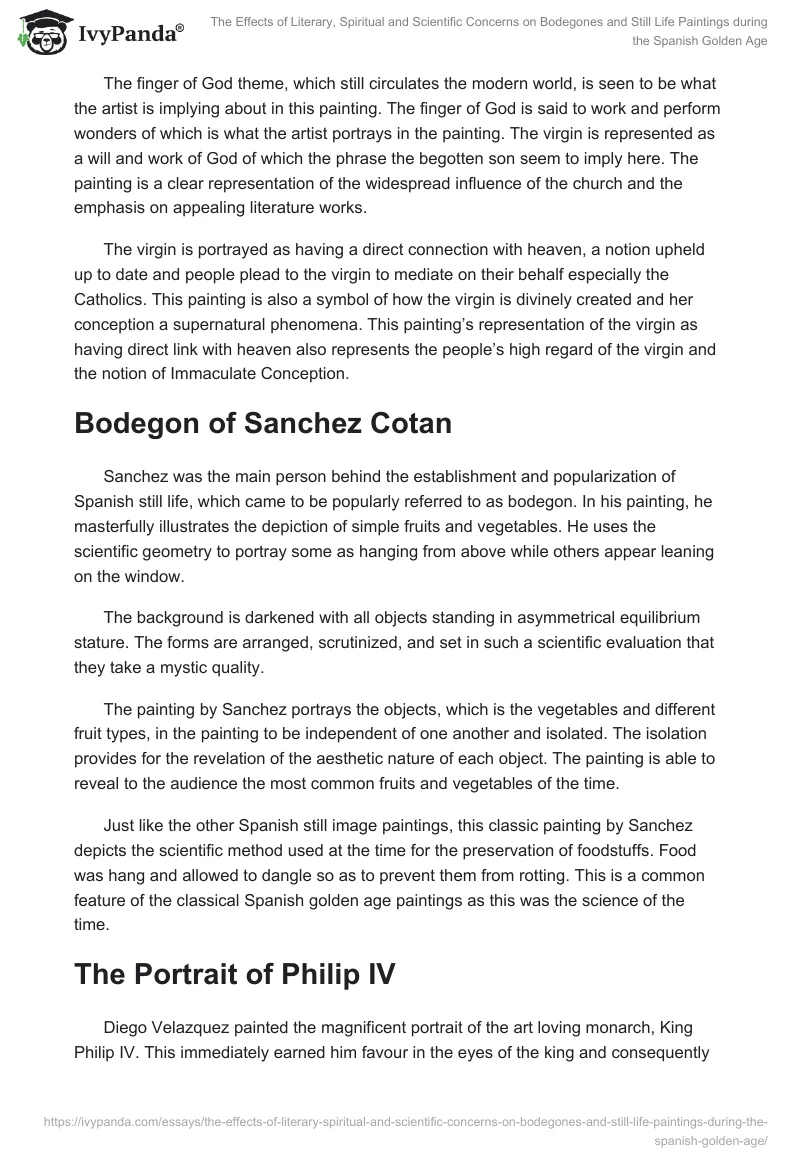 The Effects of Literary, Spiritual and Scientific Concerns on Bodegones and Still Life Paintings during the Spanish Golden Age. Page 3