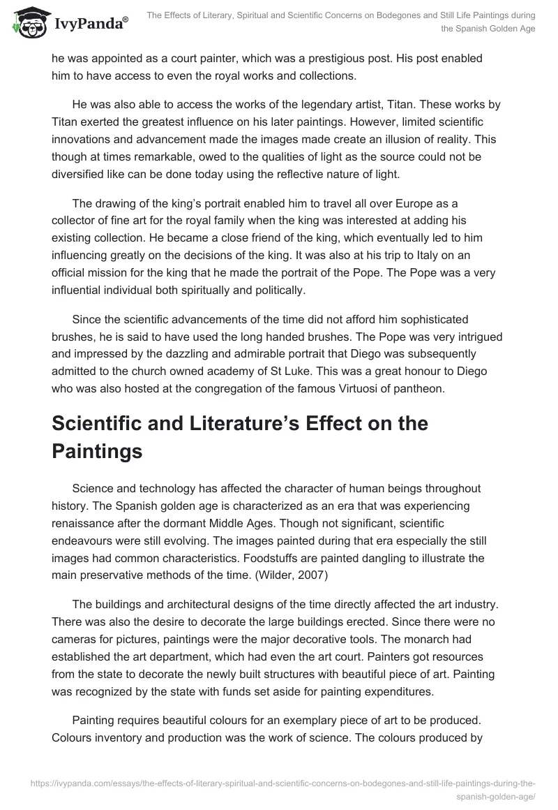 The Effects of Literary, Spiritual and Scientific Concerns on Bodegones and Still Life Paintings during the Spanish Golden Age. Page 4