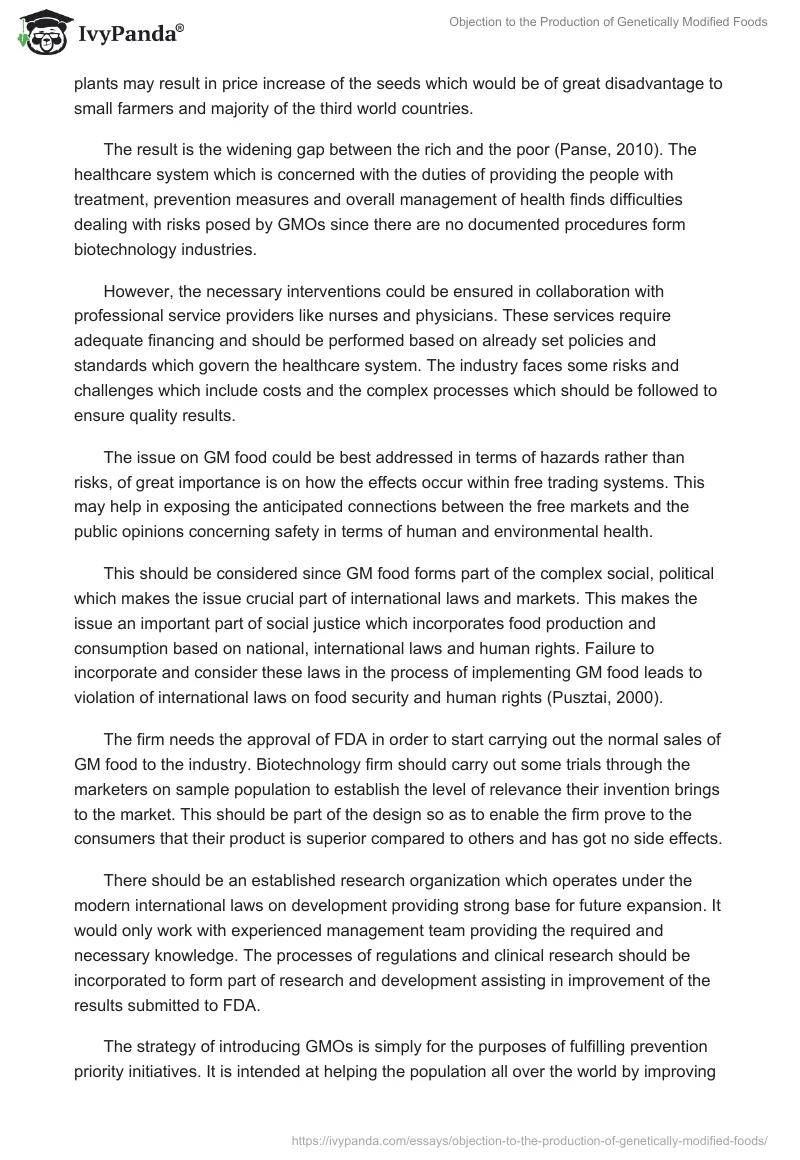Objection to the Production of Genetically Modified Foods. Page 5