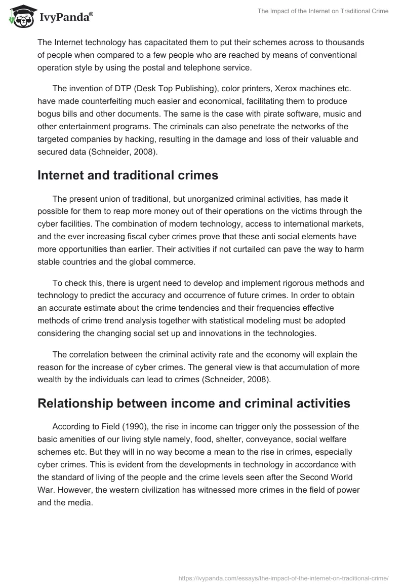 The Impact of the Internet on Traditional Crime. Page 2