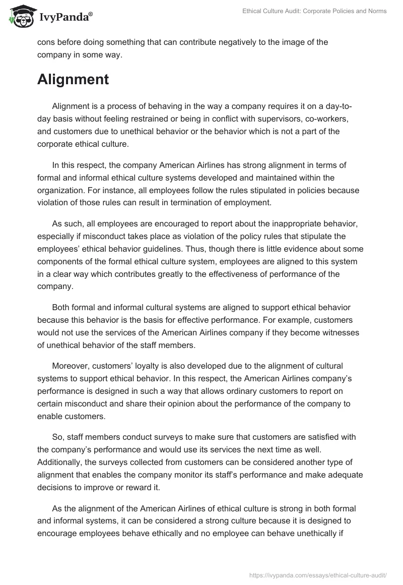 Ethical Culture Audit: Corporate Policies and Norms. Page 4