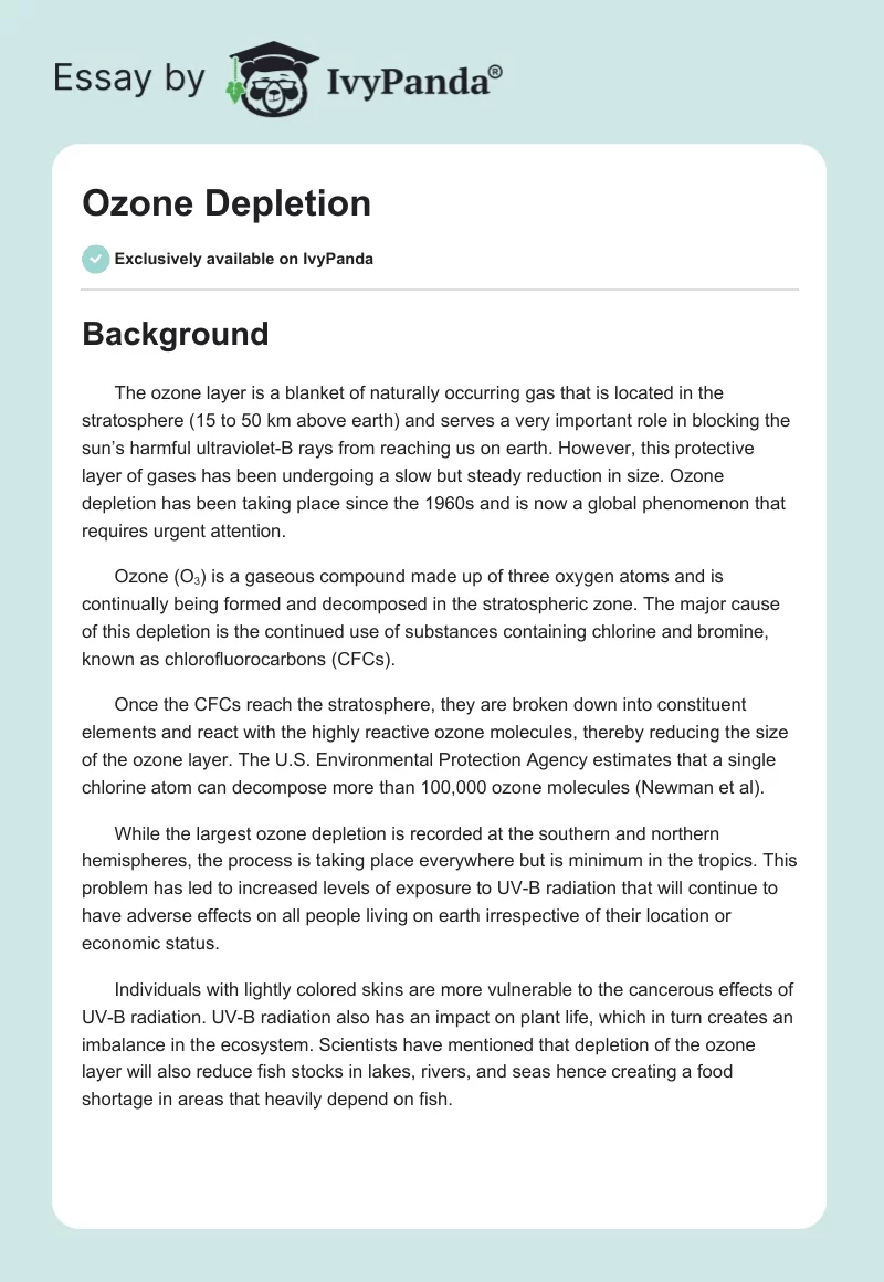 Ozone Depletion. Page 1