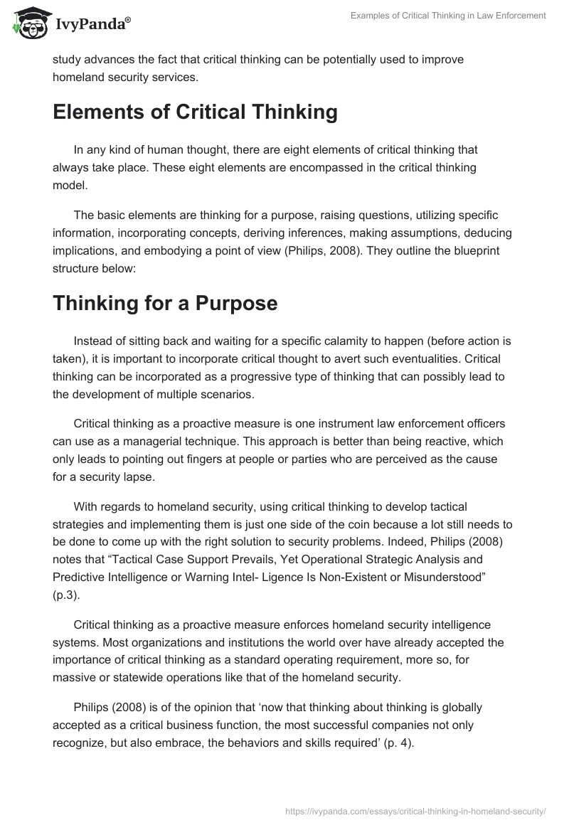 Examples of Critical Thinking in Law Enforcement. Page 2