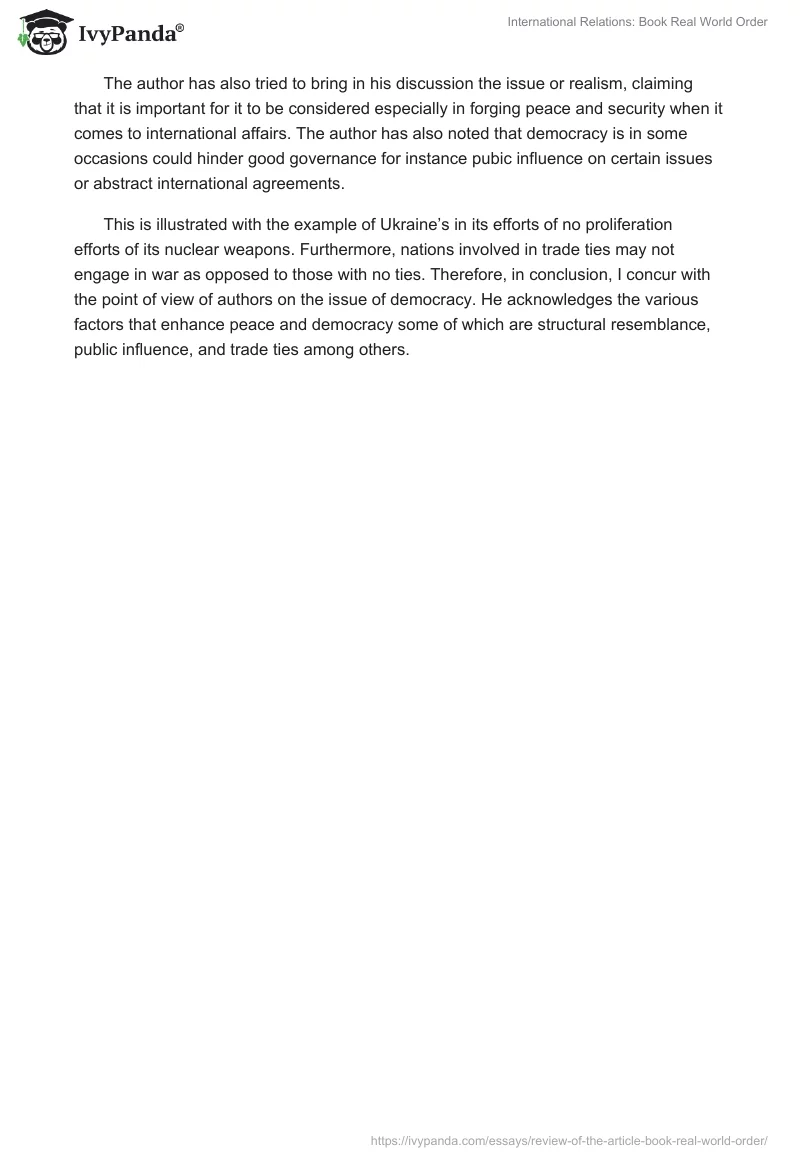 International Relations: Book Real World Order. Page 4