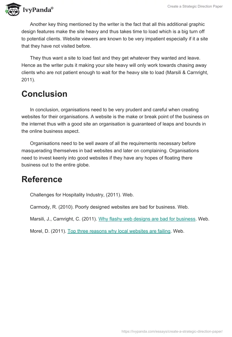 Create a Strategic Direction Paper. Page 3