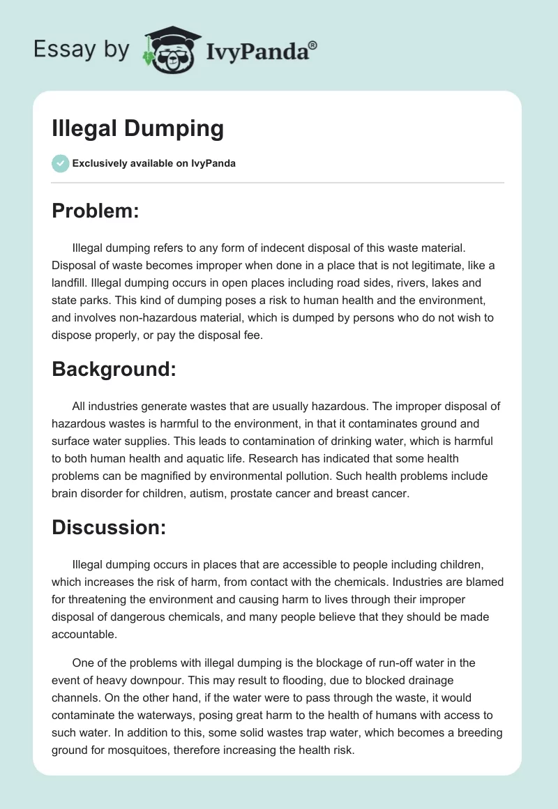 Illegal Dumping. Page 1