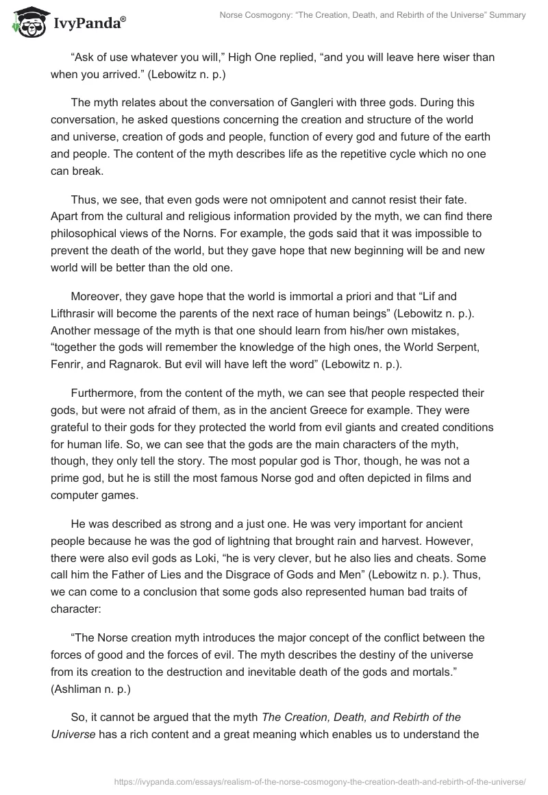 Norse Cosmogony: “The Creation, Death, and Rebirth of the Universe” Summary. Page 4