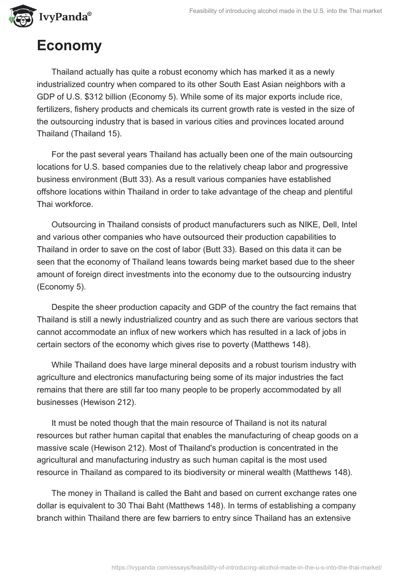 Feasibility of Introducing Alcohol Made in the U.S. Into the Thai Market. Page 3