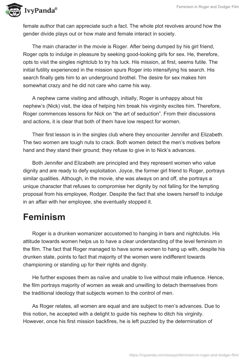 Feminism in Roger and Dodger Film. Page 2