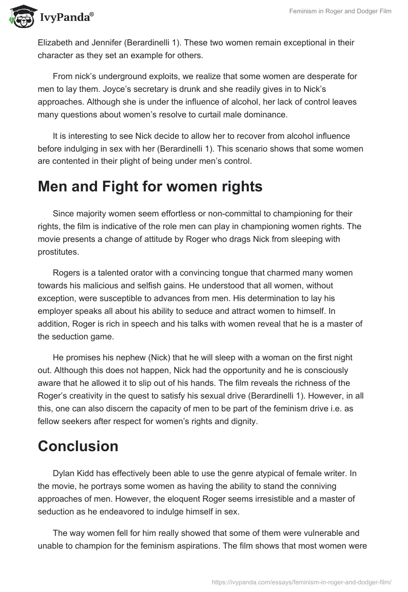 Feminism in Roger and Dodger Film. Page 3