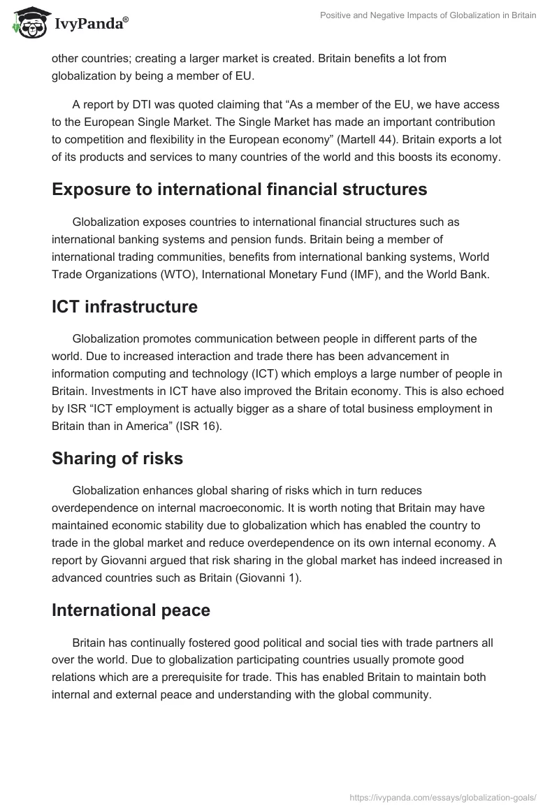 Positive and Negative Impacts of Globalization in Britain. Page 2