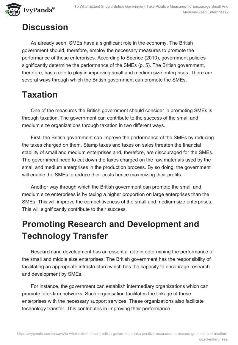 To What Extent Should British Government Take Positive Measures To Encourage Small And Medium-Sized Enterprises?. Page 2