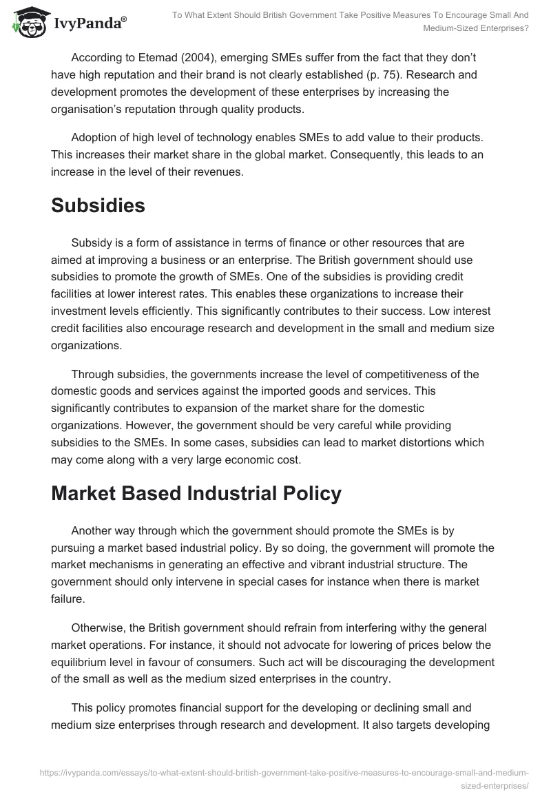 To What Extent Should British Government Take Positive Measures To Encourage Small And Medium-Sized Enterprises?. Page 3