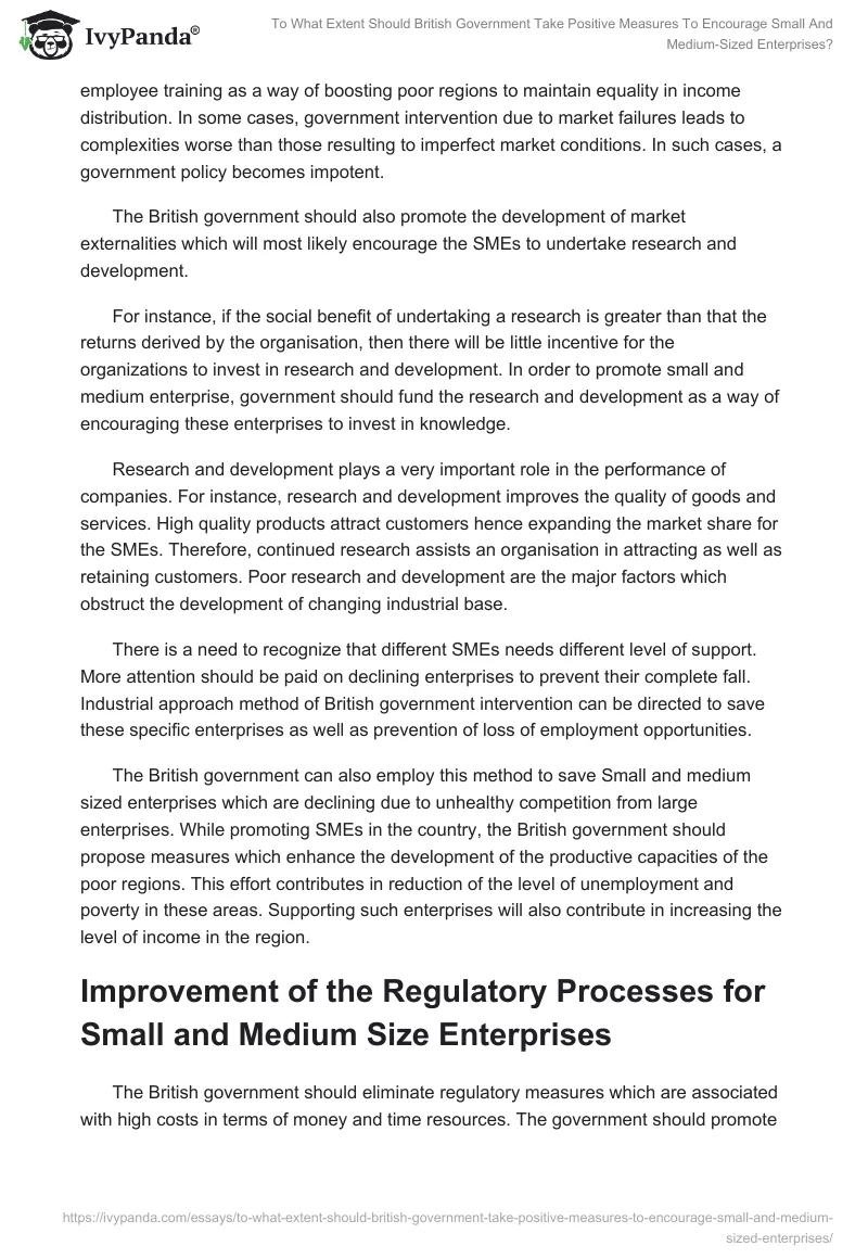 To What Extent Should British Government Take Positive Measures To Encourage Small And Medium-Sized Enterprises?. Page 4