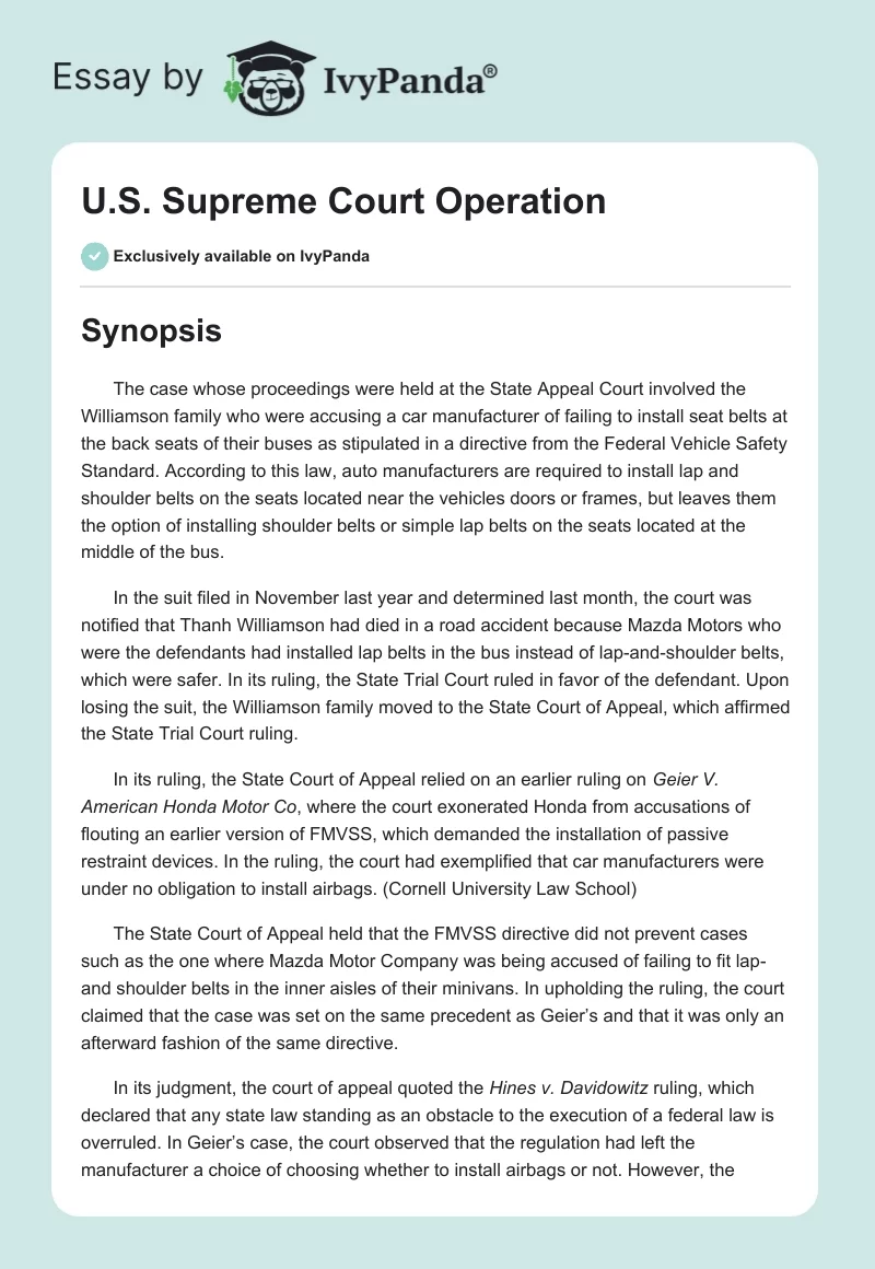 U.S. Supreme Court Operation. Page 1