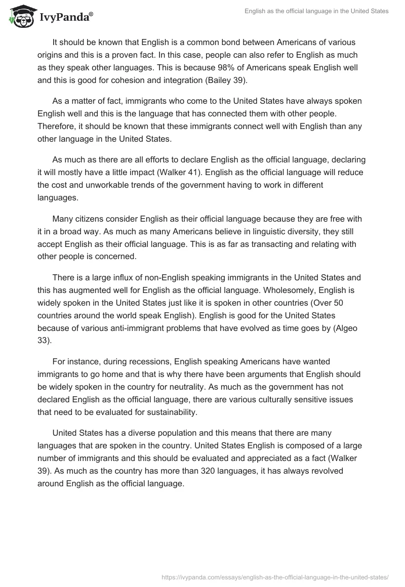 English as the official language in the United States. Page 2
