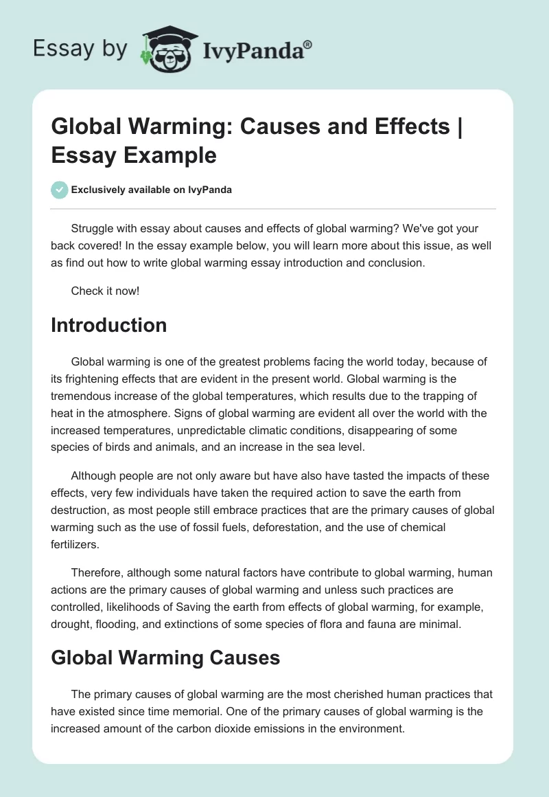 How to write an introduction in an essay on global warming?
