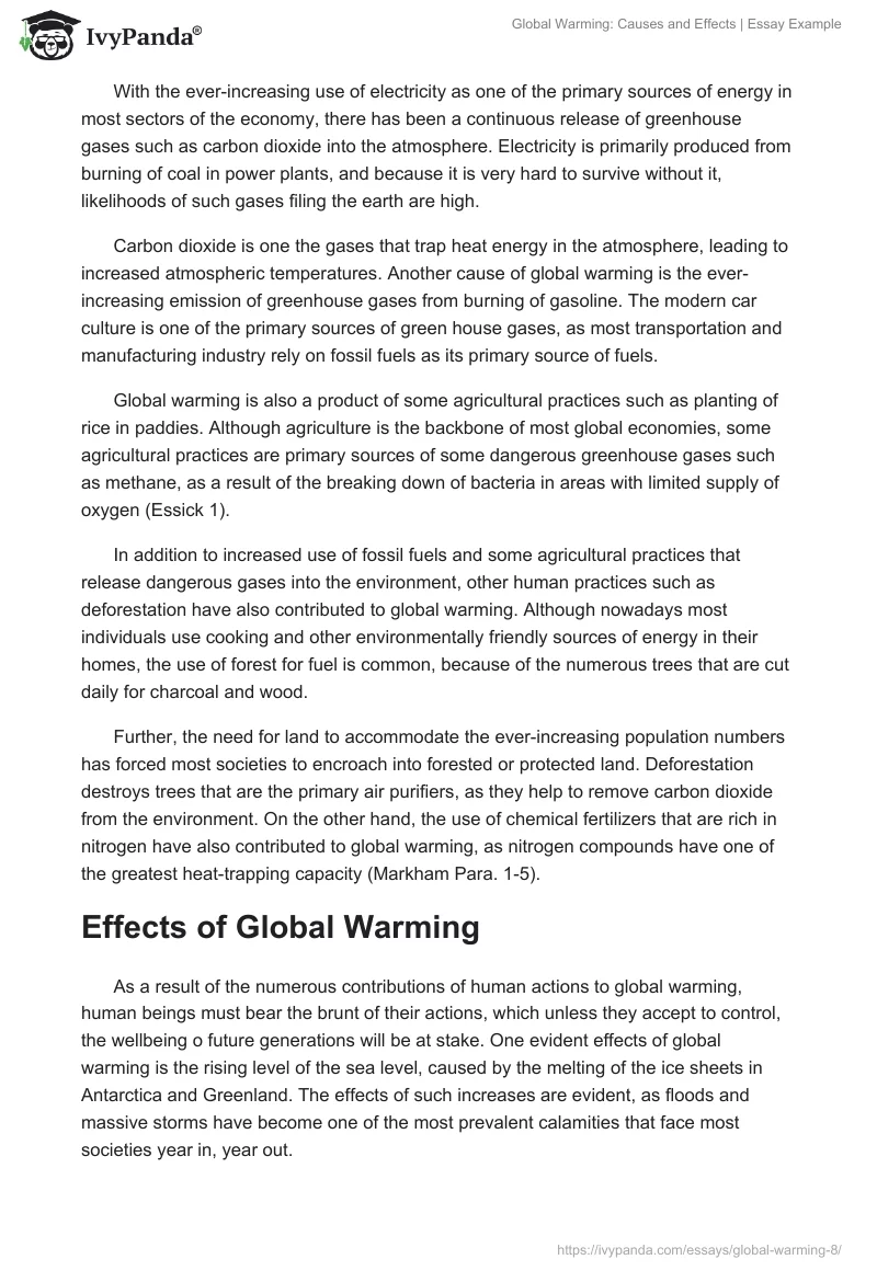 Global Warming: Causes and Effects | Essay Example. Page 2