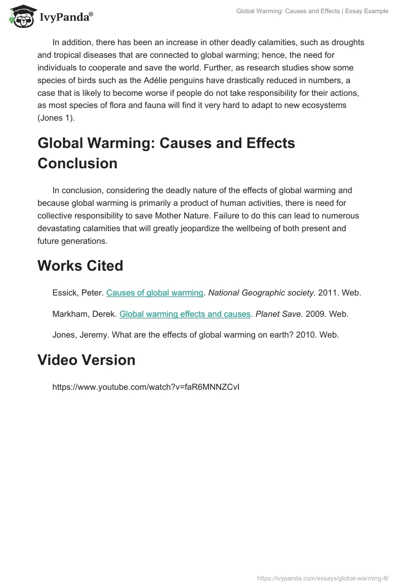 Global Warming: Causes and Effects | Essay Example. Page 3