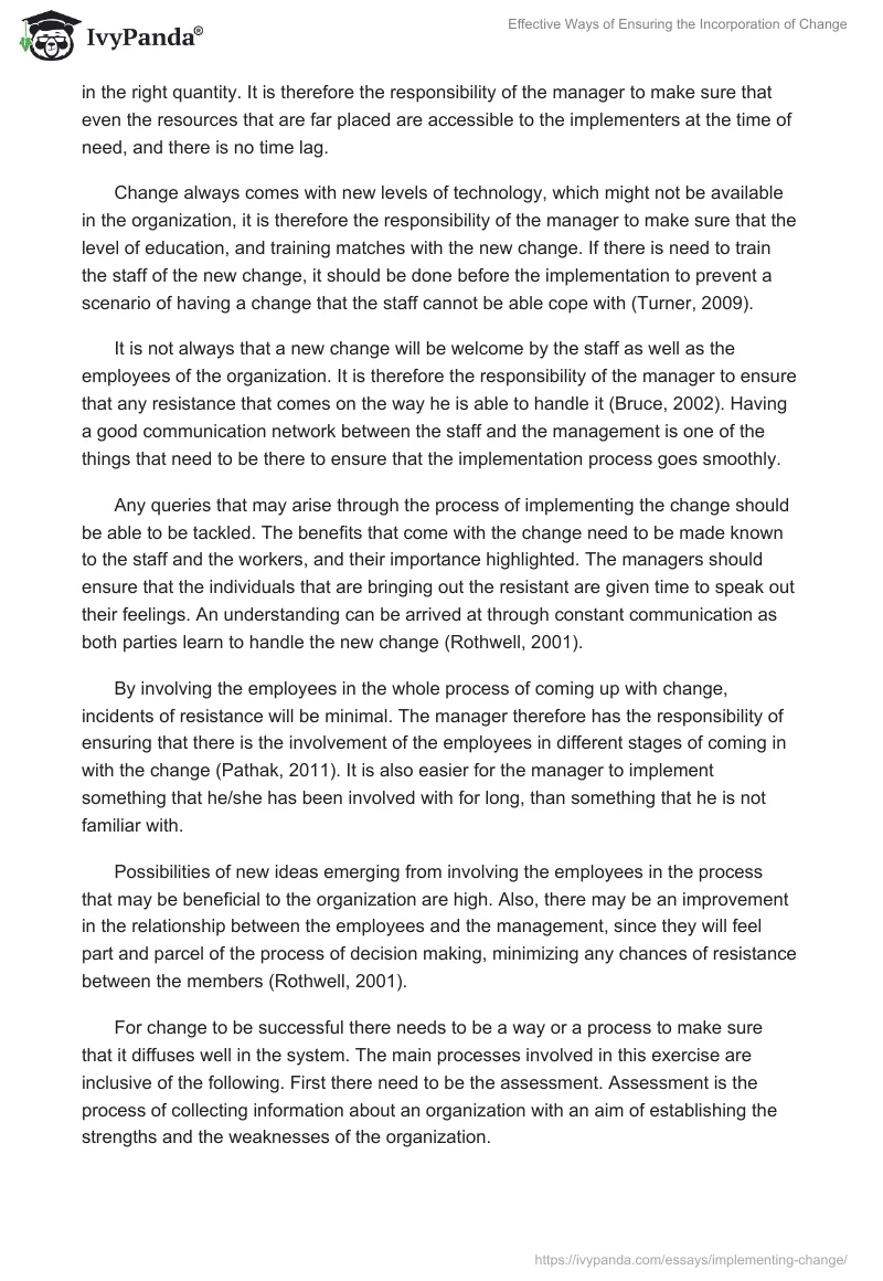 Effective Ways of Ensuring the Incorporation of Change. Page 2