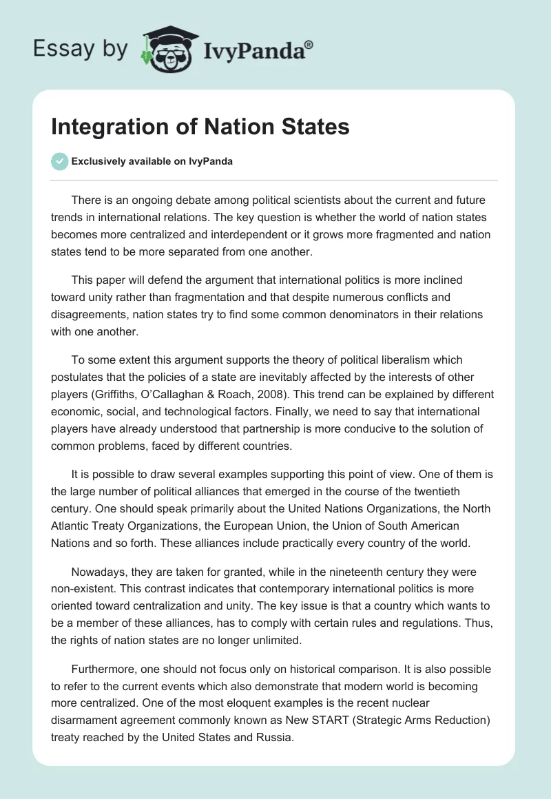 Integration of Nation States. Page 1