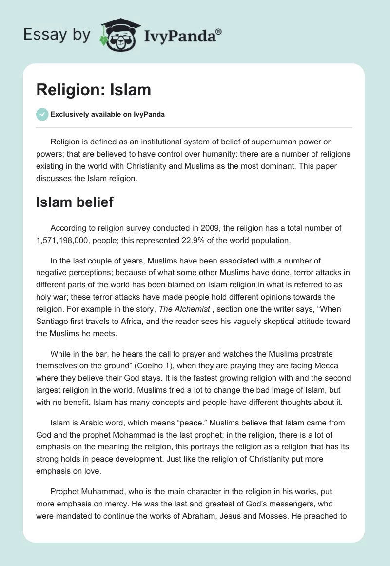 Religion: Islam. Page 1