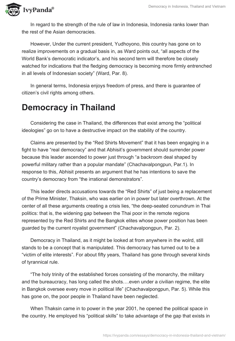 Democracy in Indonesia, Thailand and Vietnam. Page 2
