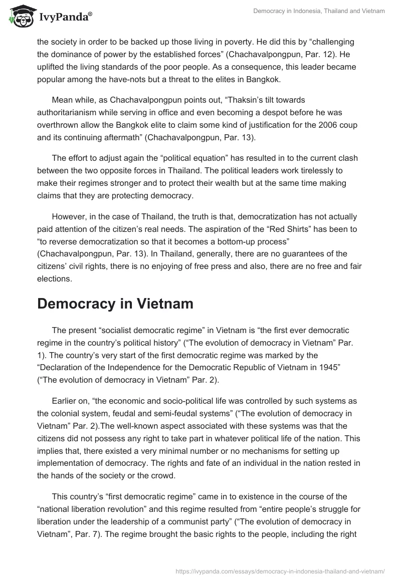 Democracy in Indonesia, Thailand and Vietnam. Page 3