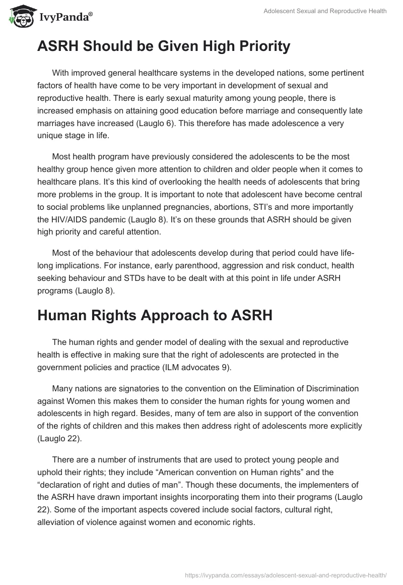 Adolescent Sexual and Reproductive Health. Page 2