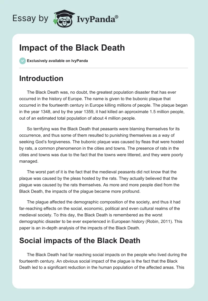 the black death essay conclusion