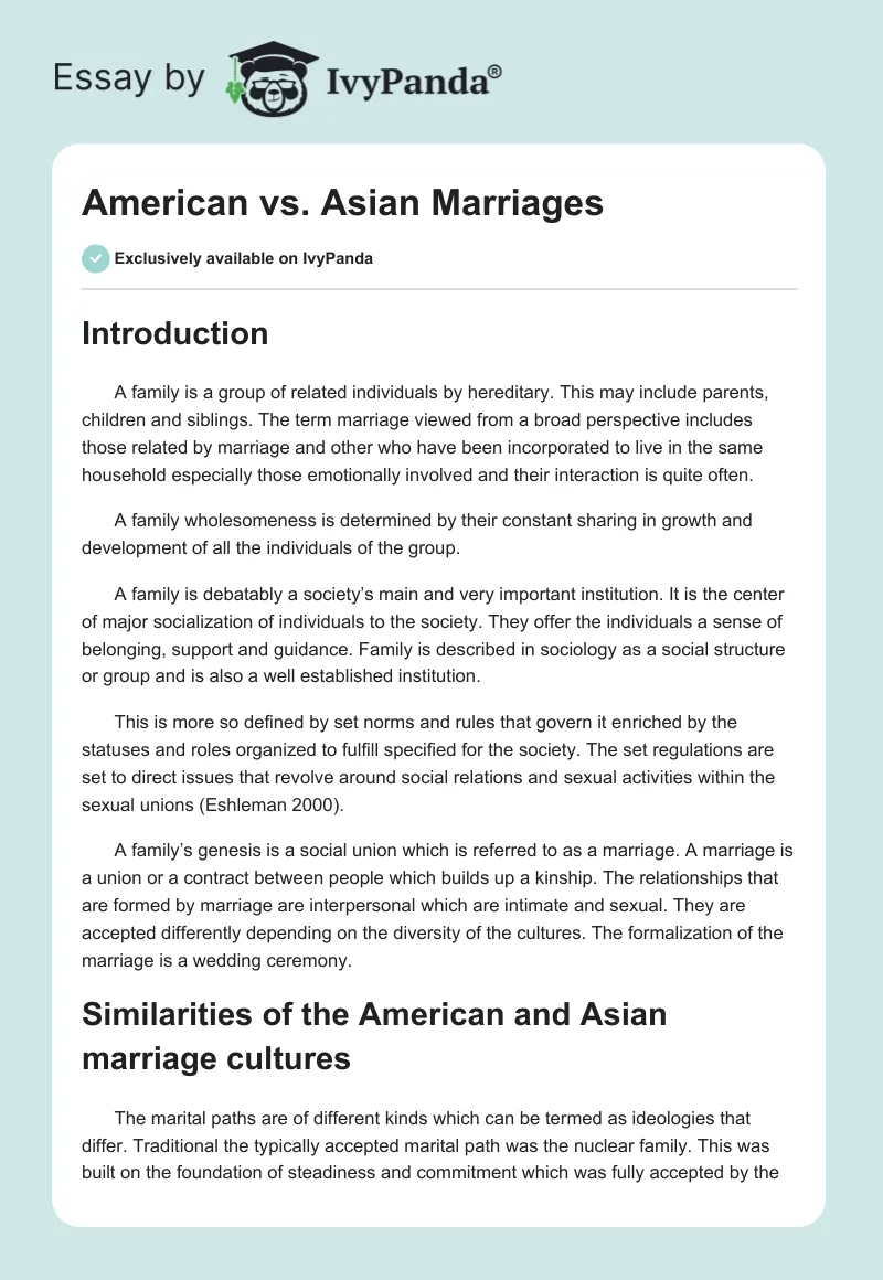 American vs. Asian Marriages. Page 1