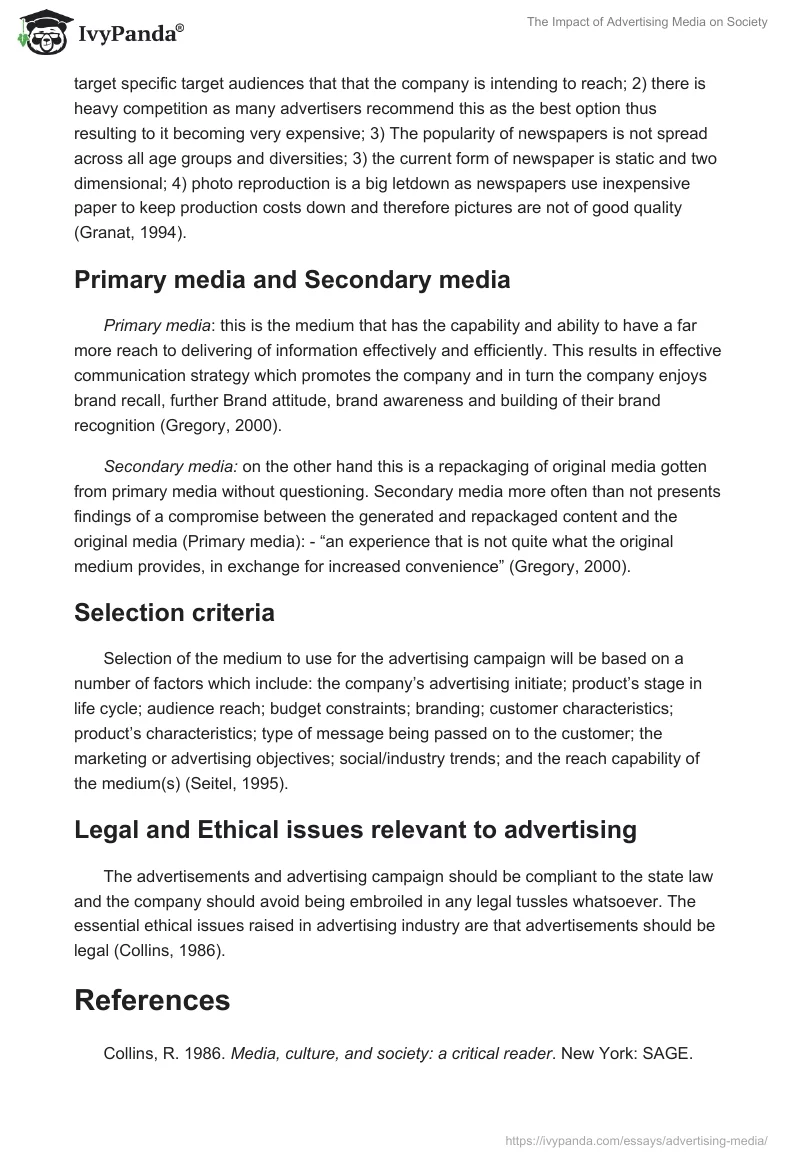 The Impact of Advertising Media on Society. Page 2