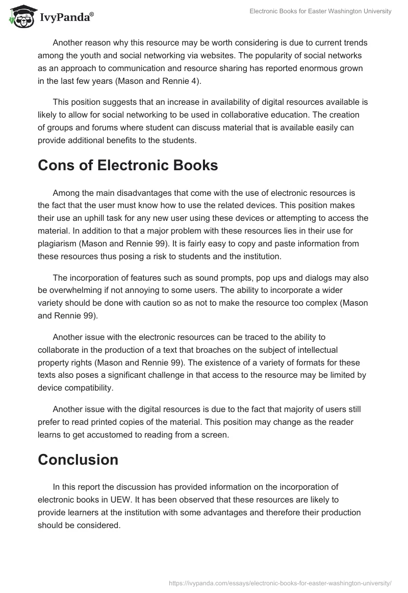 Electronic Books for Easter Washington University. Page 4