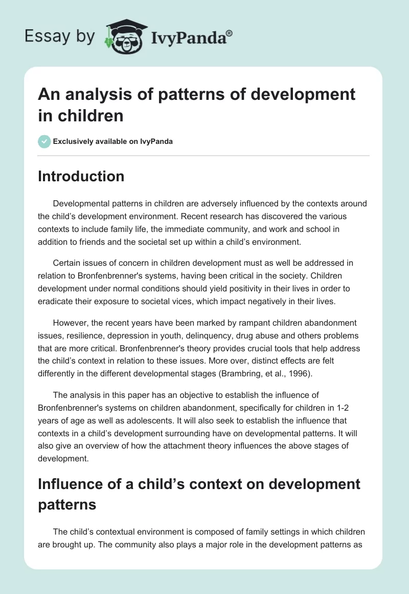 An analysis of patterns of development in children. Page 1