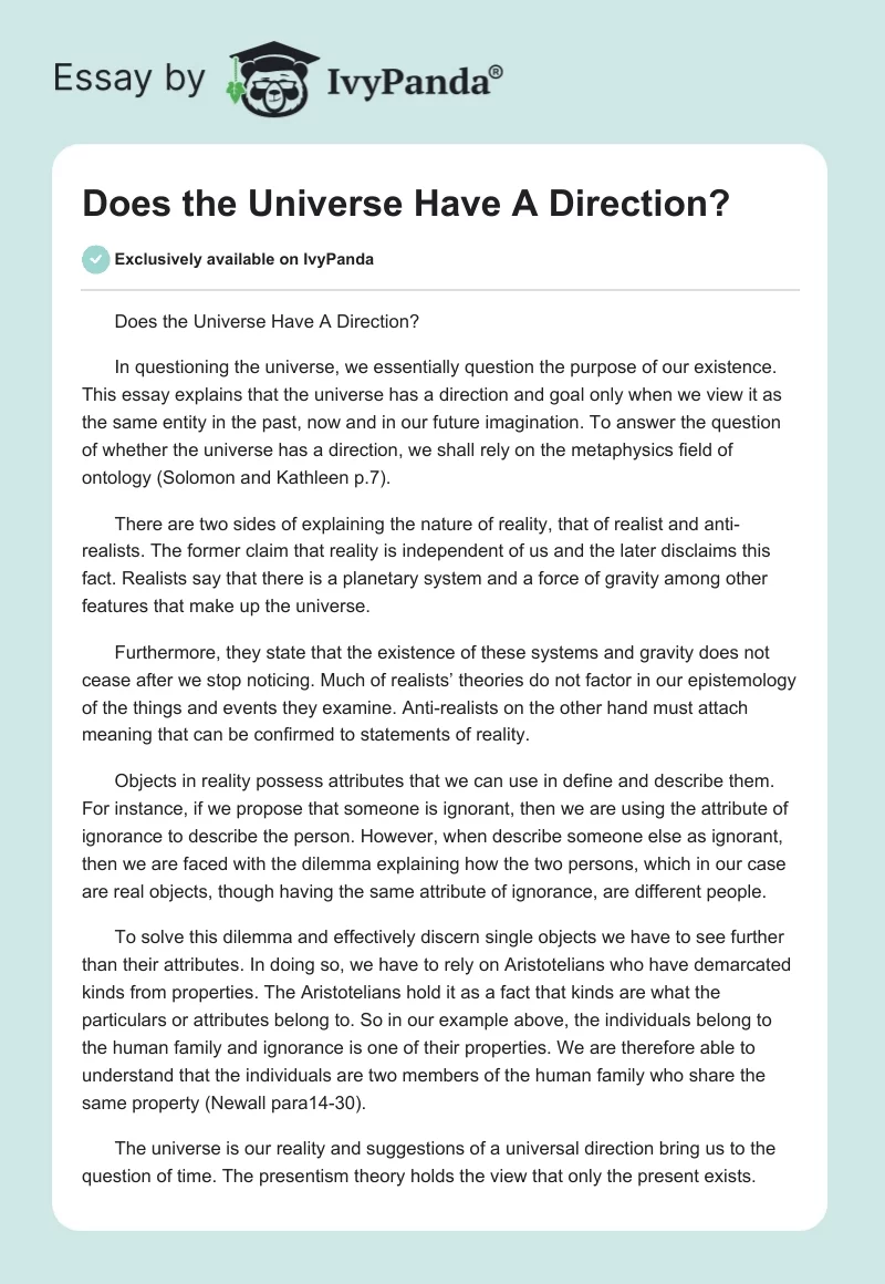 Does the Universe Have A Direction?. Page 1