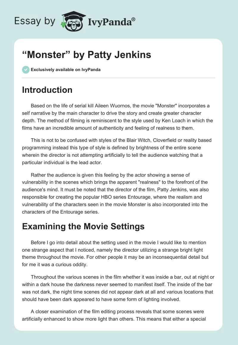 “Monster” by Patty Jenkins. Page 1