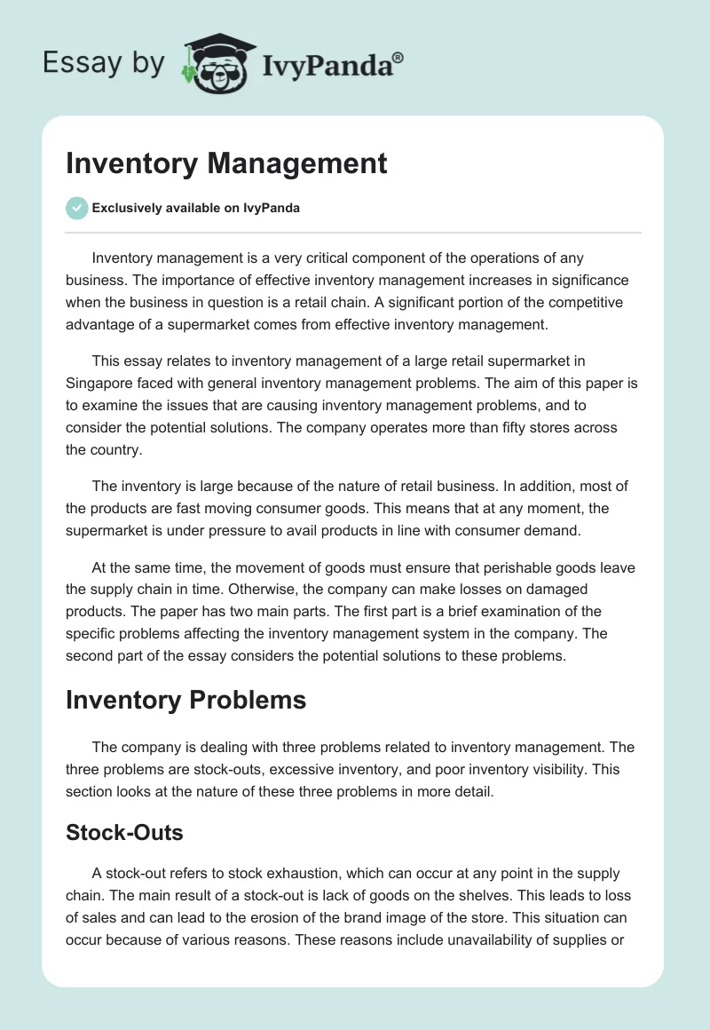 Inventory Management. Page 1