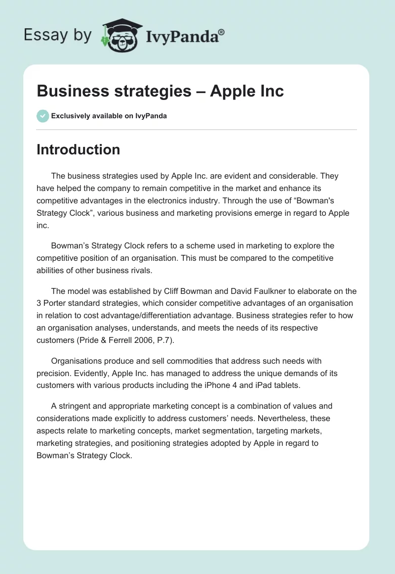 Business Strategies – Apple Inc.. Page 1